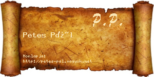 Petes Pál névjegykártya